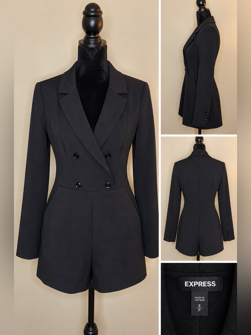 🖤 Express Black Tuxedo Blazer Romper – Size Small – New With Tags